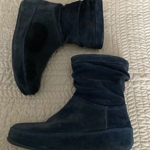 Blue Suede Fitflop Slouchy Boots Size 9
